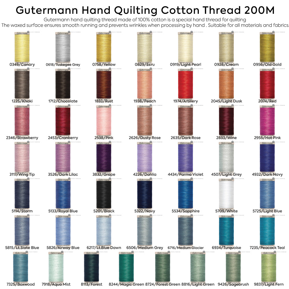 Gutermann Hand Quilting Thread 200M Multiple Colors - Pacific